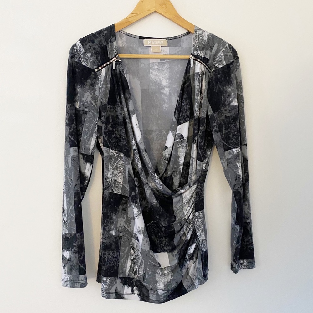 MICHAEL KORS faux wrap silky blouse